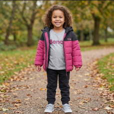 G11000: Girls Bench Puffer Coat, Top & French Terry Jogger Outfit (18 Months-5 Years)